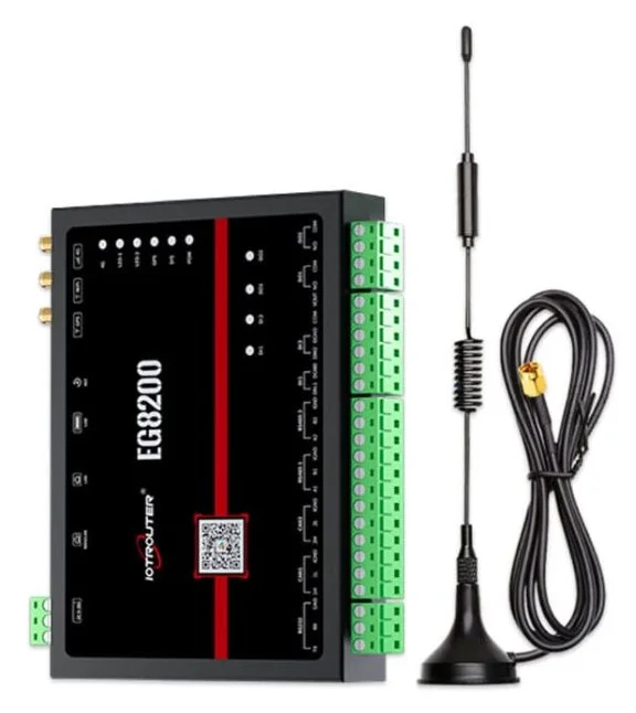 IOTRouter EG8200 industrial gateway with terminals and an external antenna