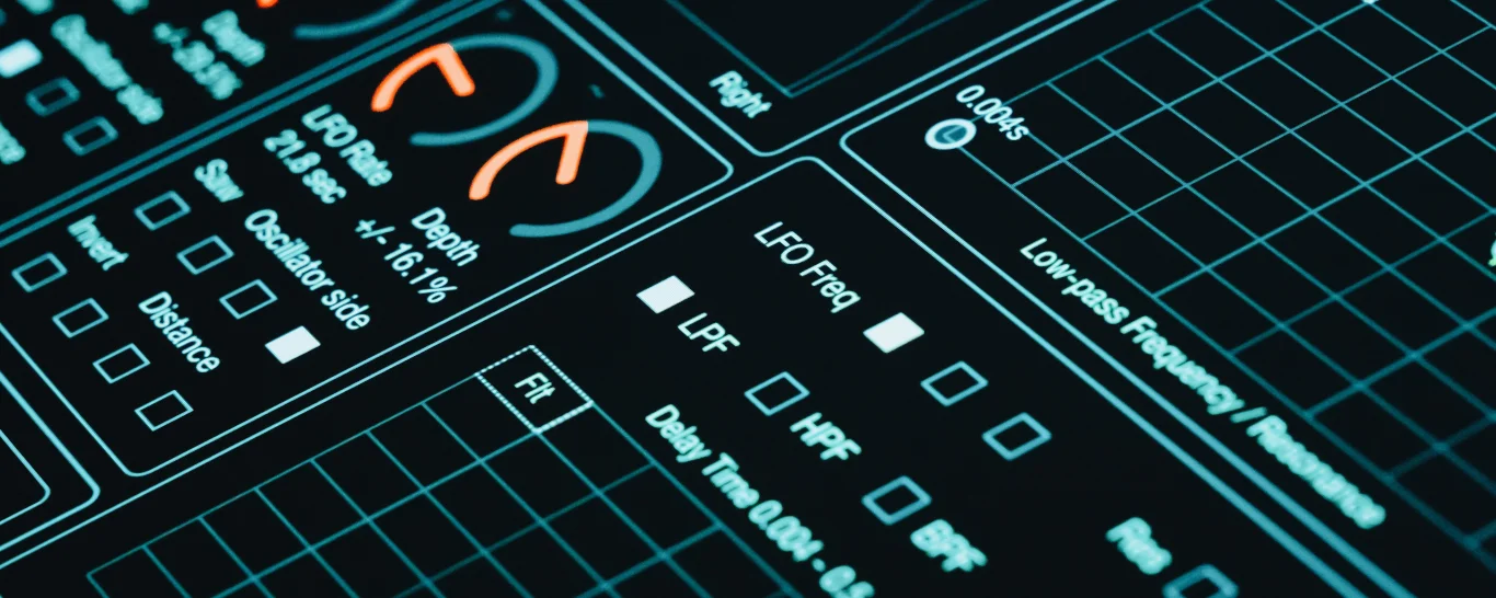 Close-up of a digital interface with controls and signal graphs